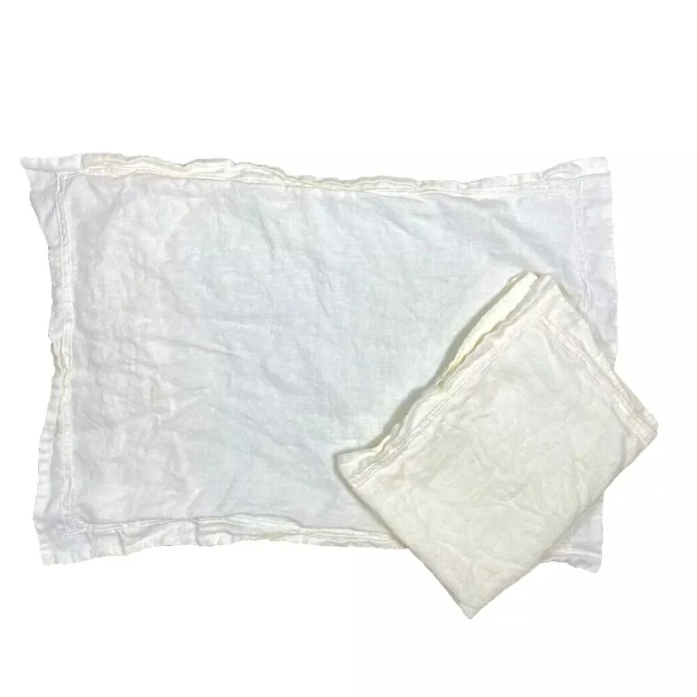 Restoration Hardware Belgian Linen Shams Pillowcases Pair Pale Yellow Luxury
